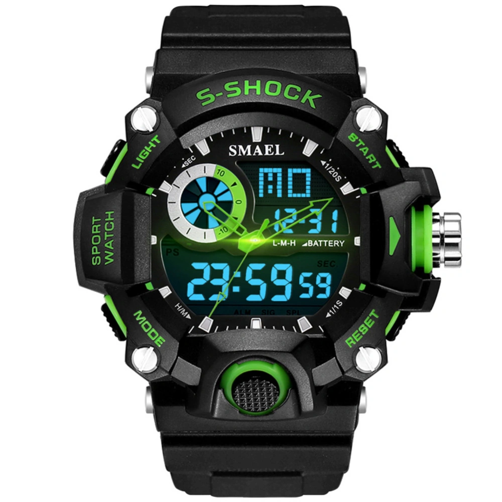 Outdoor Sport Teenager Students LED Electronic Waterproof Watch (Green)