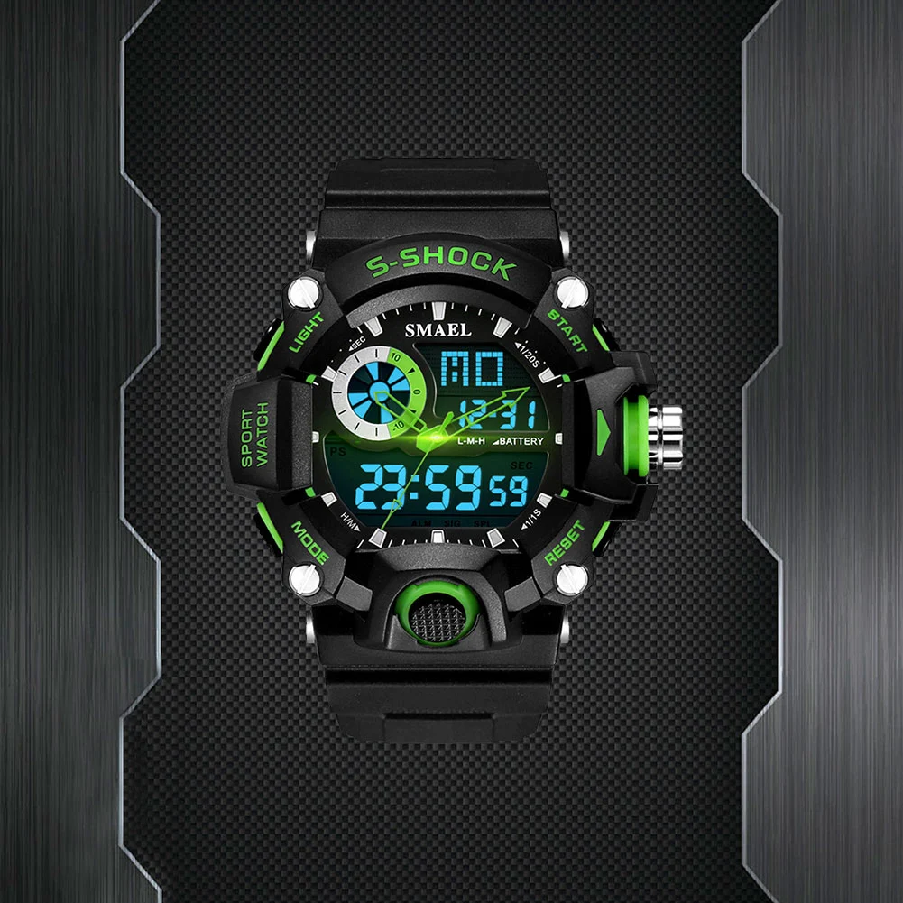 Outdoor Sport Teenager Students LED Electronic Waterproof Watch (Green)