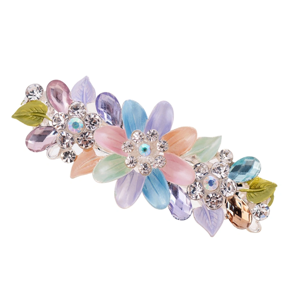 Lady Beautiful Hair Accessories Rhinestone Flower Pattern Hairpin Jewelry (Rainbow Color)