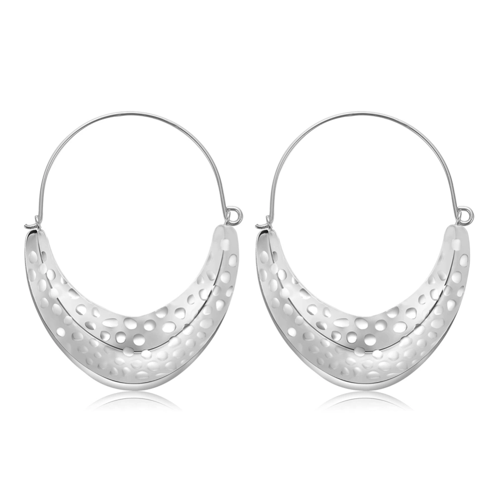 Exquisite Hollow U-shape Dangles Alloy Women Lady Vintage Earrings(Silver)