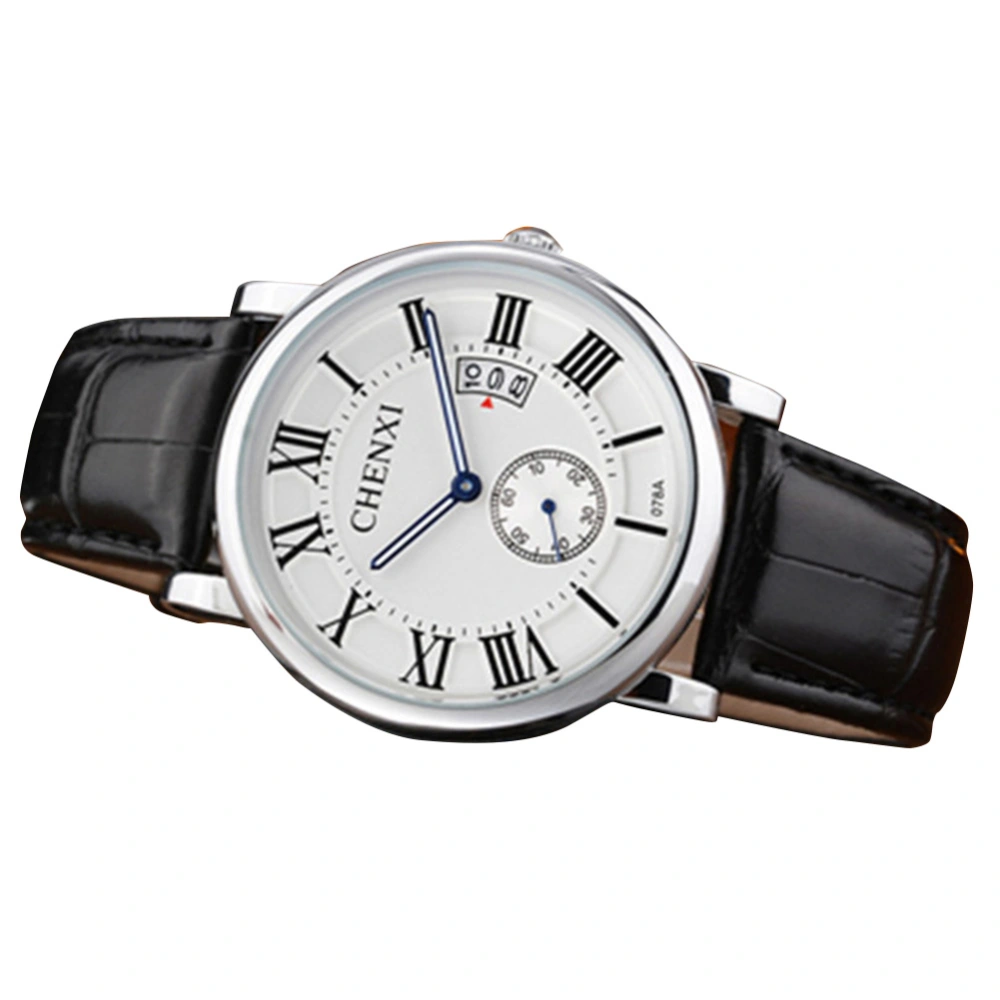 Simple Men Women Casual PU Leather Strap Quartz Watch(Women White Case White Dial)