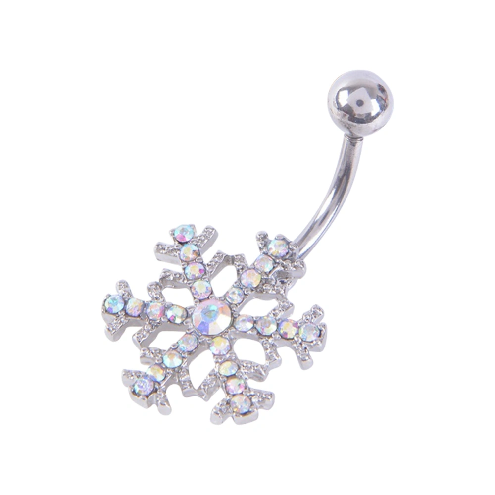 Fashion Snowflake Pendant Alloy Rhinestones Belly Navel Ring Body Piercing Jewelry