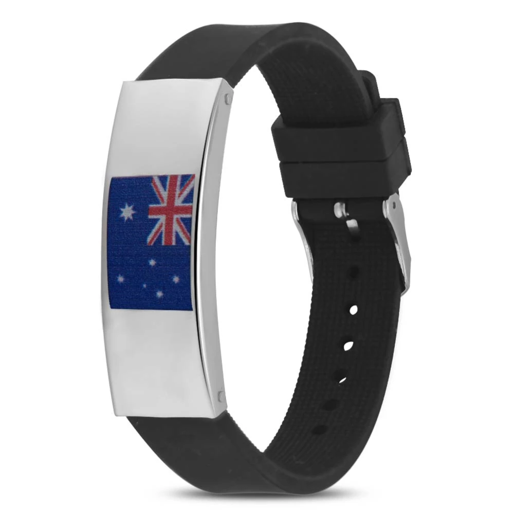 Men Silicone Wristband Bracelet Bangle With Nation Flags Pattern For Soccer Fans (Australia)