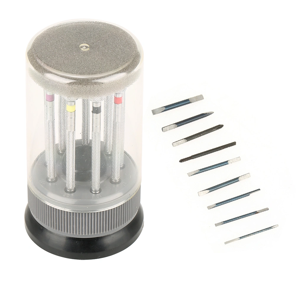 9Pcs/Set Watch Slotted Screwdriver Set Repair Watchmakers Tools with Swivel Base Plate