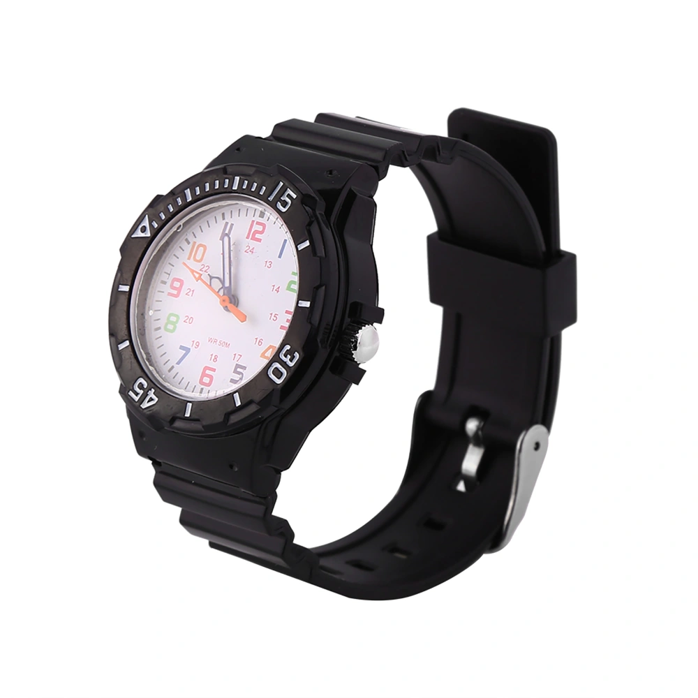 Boys Girls Sports Wristwatches Waterproof Children Quartz Analog Watches Black