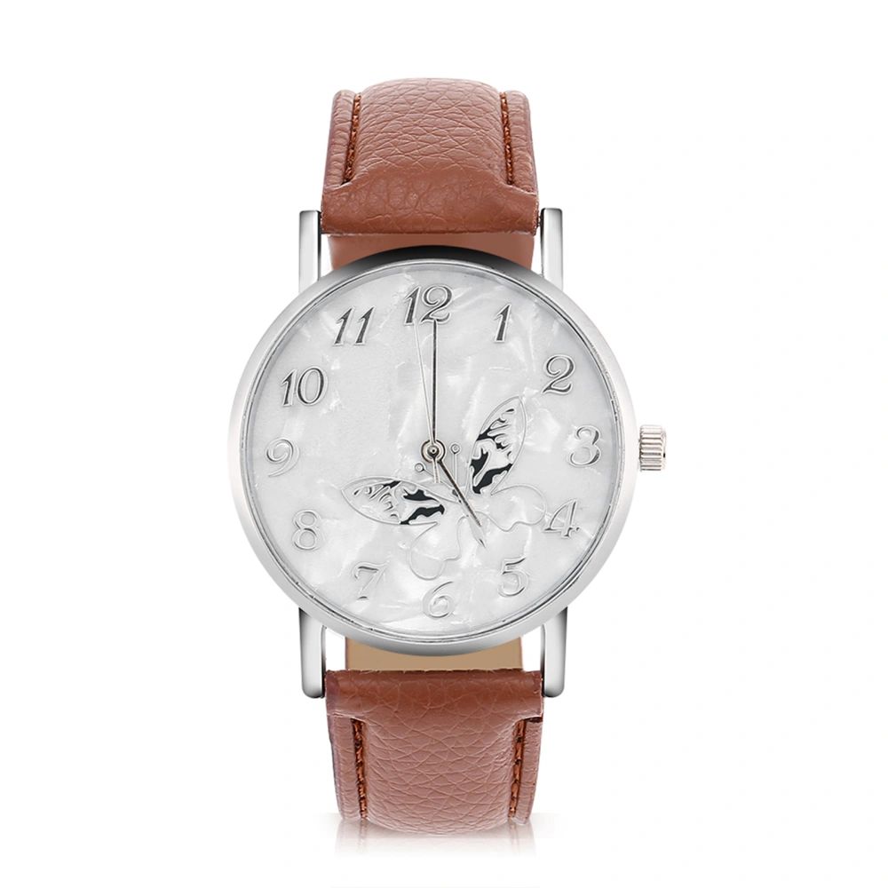 Fashionable PU Leather Strap Quartz Watch Women Female Analog Wristwatches Coffee