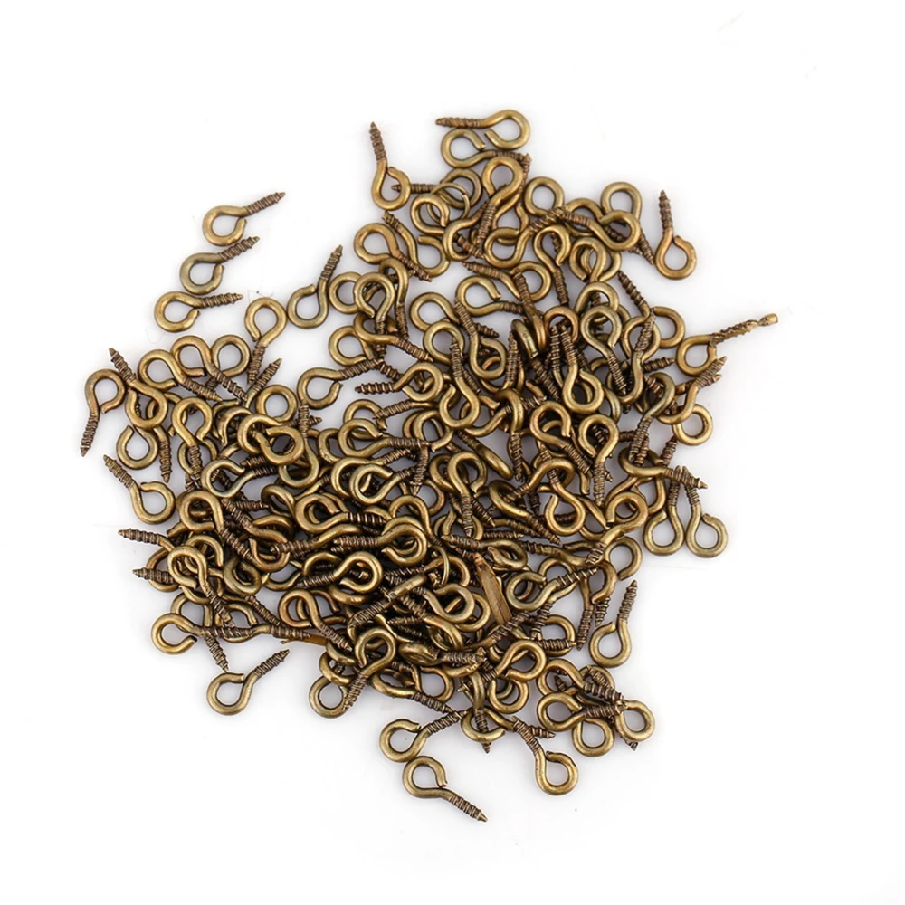 200Pcs / Bag Eye Pins Eyepins Alloy Thread Screw Eye Hooks Jewelry Findings (Bronze)