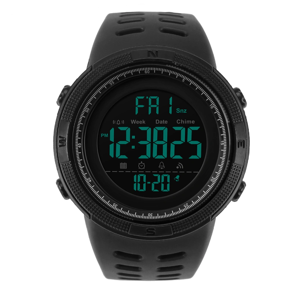 Mens Male Digital Back Light Round Waterproof Sport Watch Wristwatch Black