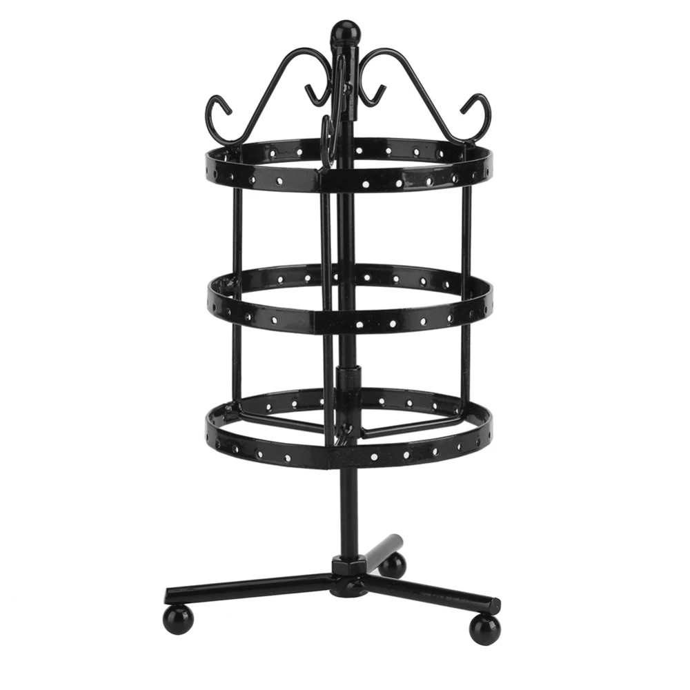 3Colors Creative 3Tiers 72Holes Rotatable Earring Organizer Display Stand Metal Jewelry Holder