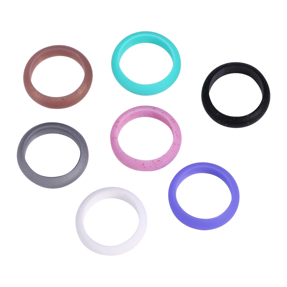 7Pcs Colors Women Silicone Wedding Ring Set Outdoor Workout Flexible Band #8