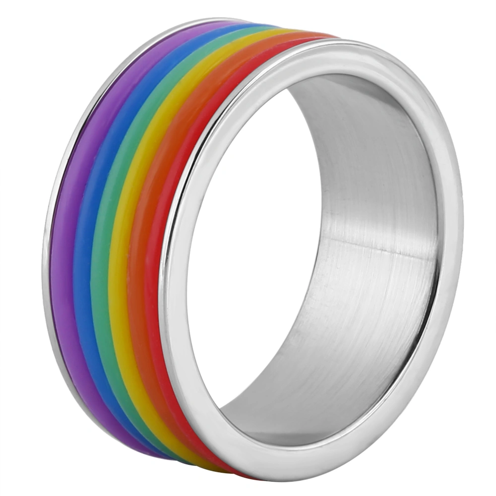 Women Men Gay Stainless Steel Jewelry Rainbow Ring for Wedding Party 8