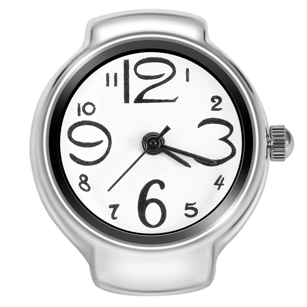 1Pc Fashionable Women Men Quartz Analog Round Finger Ring Love Watch (White)