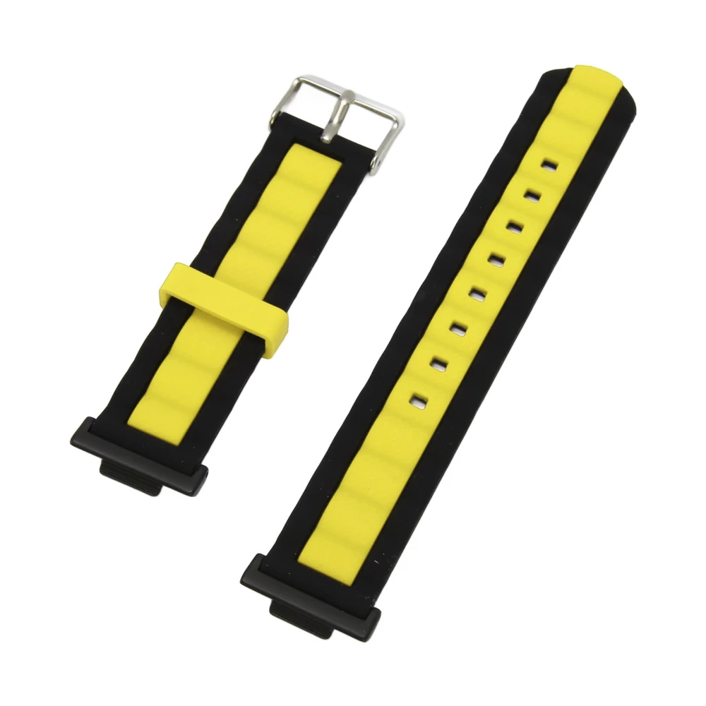 Silicone Watch Straps Adjustable Waterproof Elastic Replacement Wrist Band for Watch FIT 2 Black Yellow