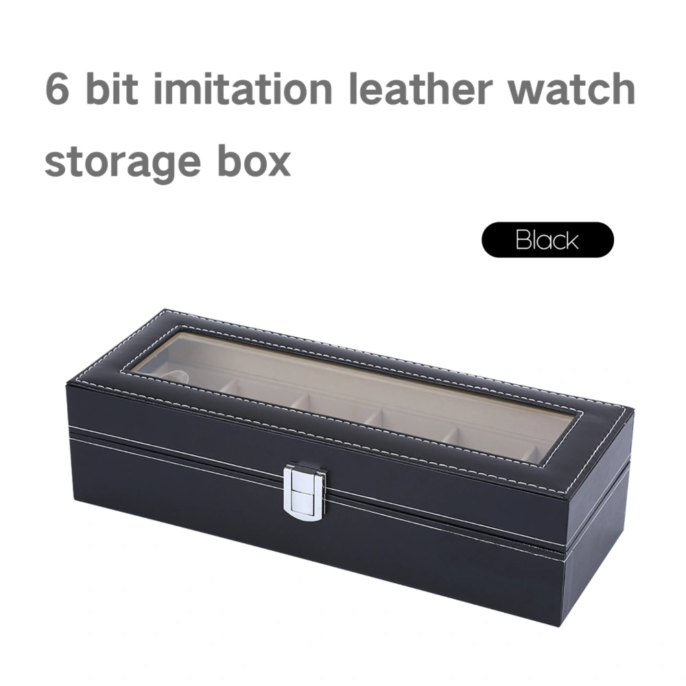 6Grid Watch PU Leather Display Case Storage Jewellery Box Bracelet Tray Holder