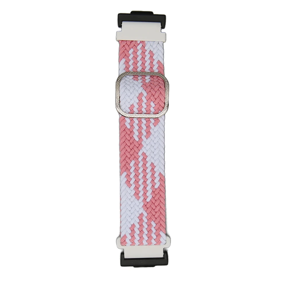 Braided Watch Strap Colorful Adjusted Sports Nylon Braided Watch Wristband for Huawei Watch FIT 2 Pink White