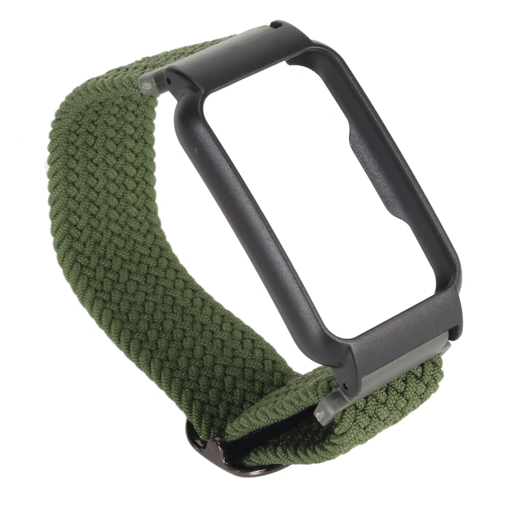 Nylon Watchband Replacemen Wirstband Adjustable Sports Breathable Watchband with Case for Oppo Free OD Green with Black Case