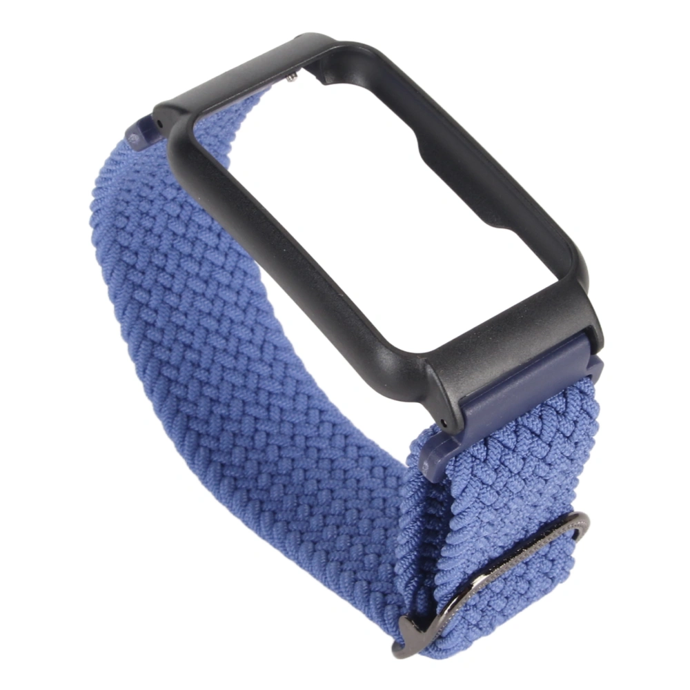 Nylon Watchband Replacemen Wirstband Adjustable Sports Breathable Watchband with Case for Oppo Free Dark Blue with Black Case