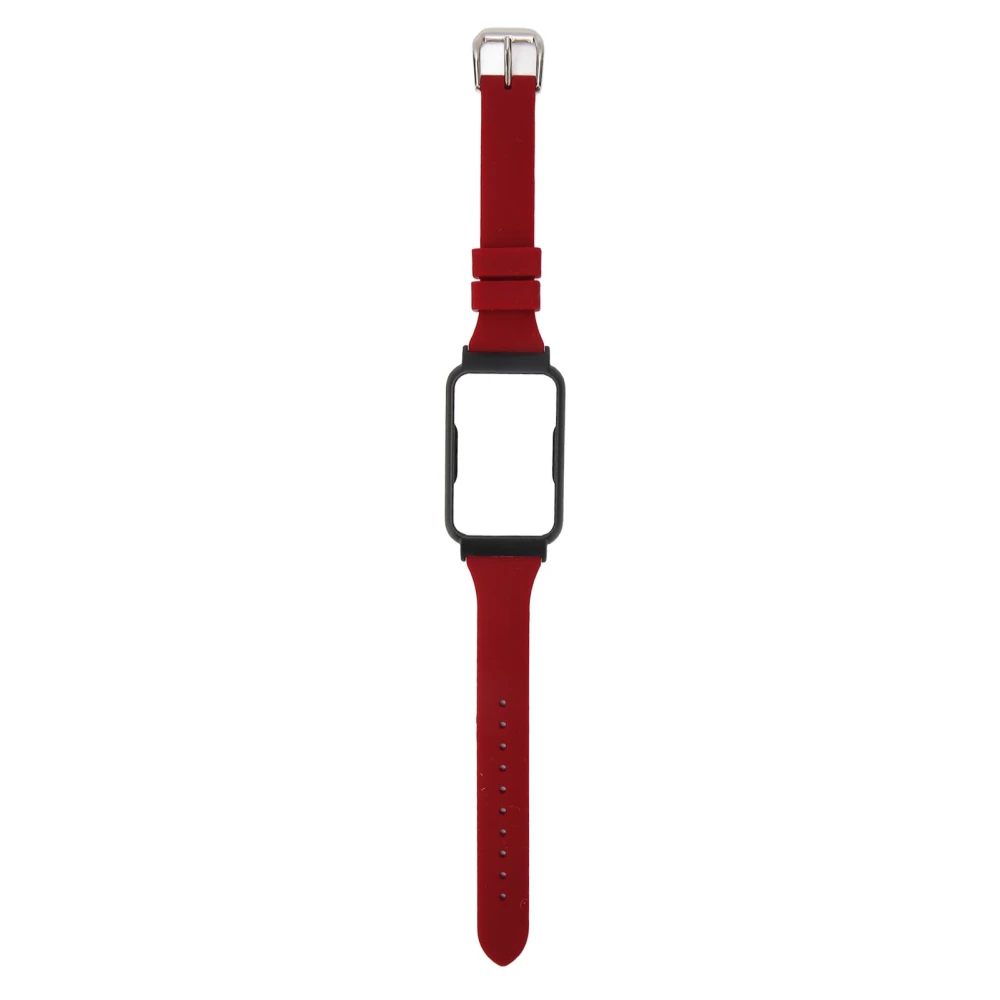 Watch Band Strap with Case Replacement Silicone Wristbands Band Watch Accessory for Oppo Free Wine Red