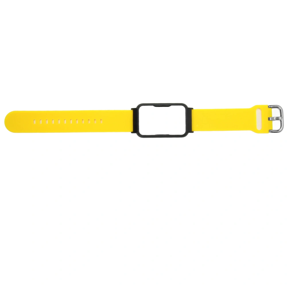 Watch Band with Case 20mm Waterproof Soft Silicone Adjustable Size Lightweight for OPPO Free Yellow + Black Shell