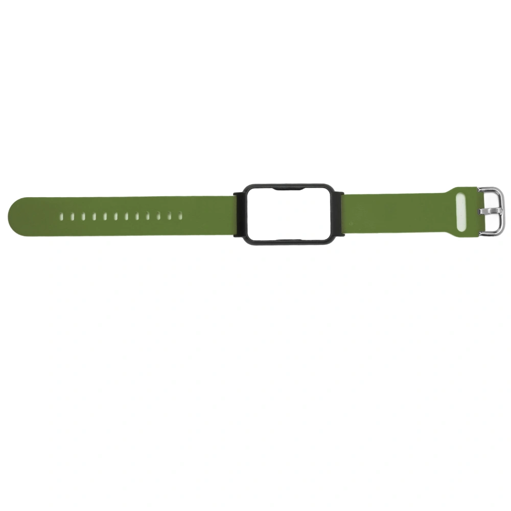 Watch Band with Case 20mm Waterproof Soft Silicone Adjustable Size Lightweight for OPPO Free OD Green with Black Shell