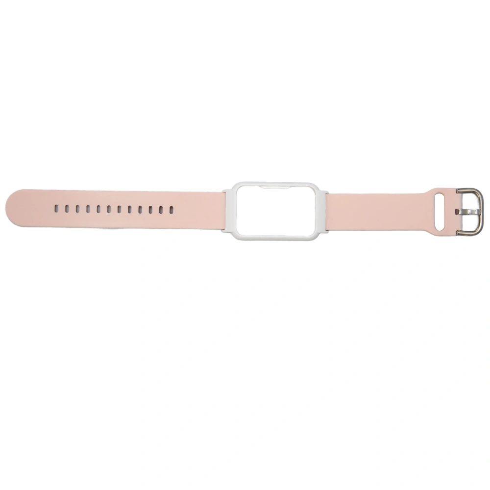 Watch Band with Case 20mm Waterproof Soft Silicone Adjustable Size Lightweight for OPPO Free Pink + White Shell