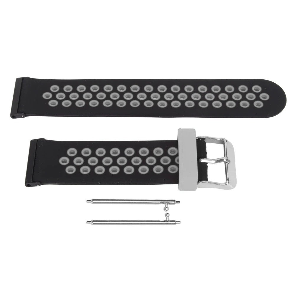 24mm Replacement Watchband Color Contrast Adjust Size Soft Silicone Watch Strap for Spartan Hr Baro Black Gray