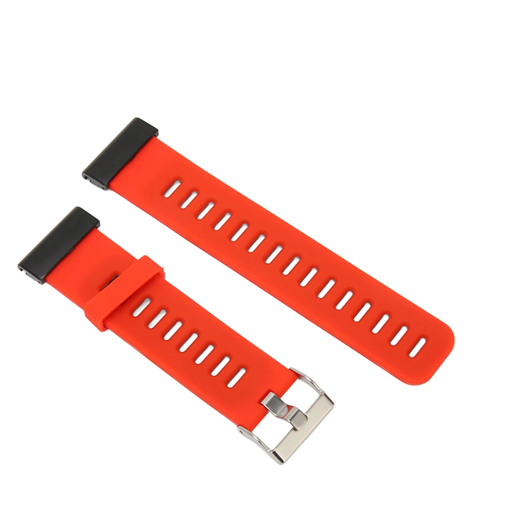 Silicone Smart Watch Strap Size Adjustable Metal Buckle 2 Colors Watch Band for COROS Vertix 2 Outer Red and Inner Black