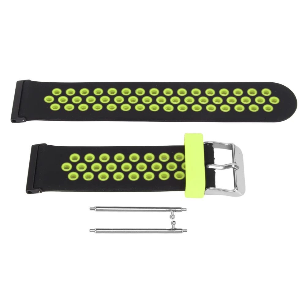 24mm Replacement Watchband Color Contrast Adjust Size Soft Silicone Watch Strap for Spartan Hr Baro Black Green