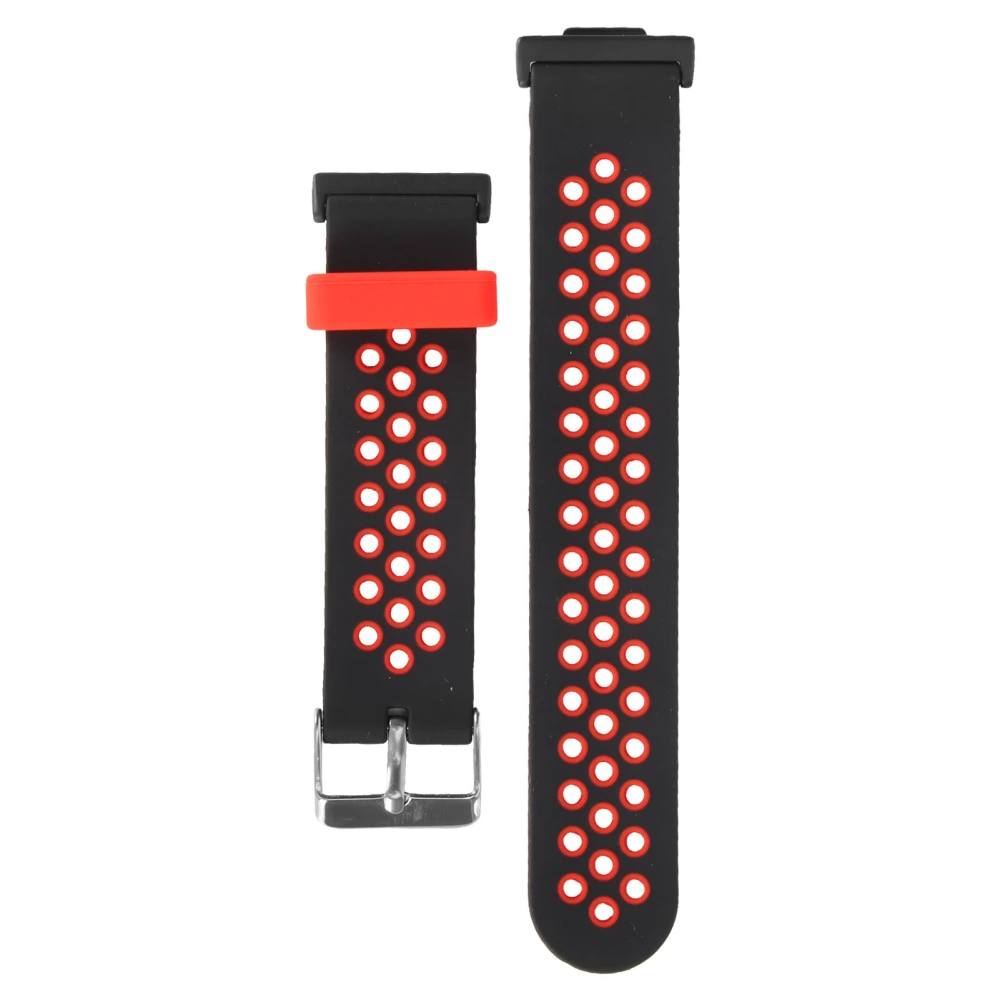 Smartwatch Strap Silicone Sweat Proof Breathable Adjustable Wrist Band for Watch Fit 2 Black and Red