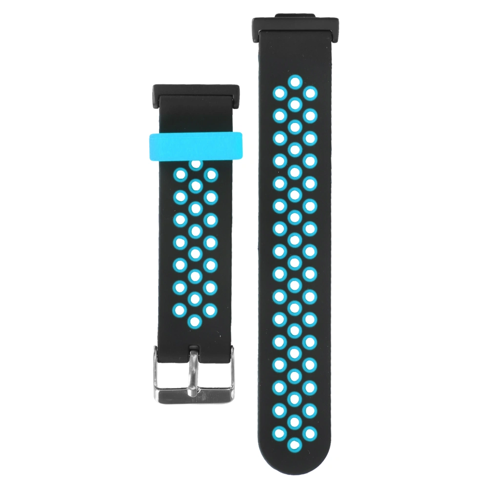 Smartwatch Strap Silicone Sweat Proof Breathable Adjustable Wrist Band for Watch Fit 2 Black and Blue