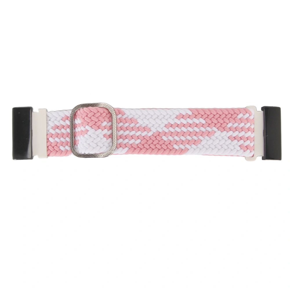 Nylon Watch Replacement Strap Elastic Breathable Weave Adjustable 26mm Buckle Watch Band for Vertix 2 Pink White