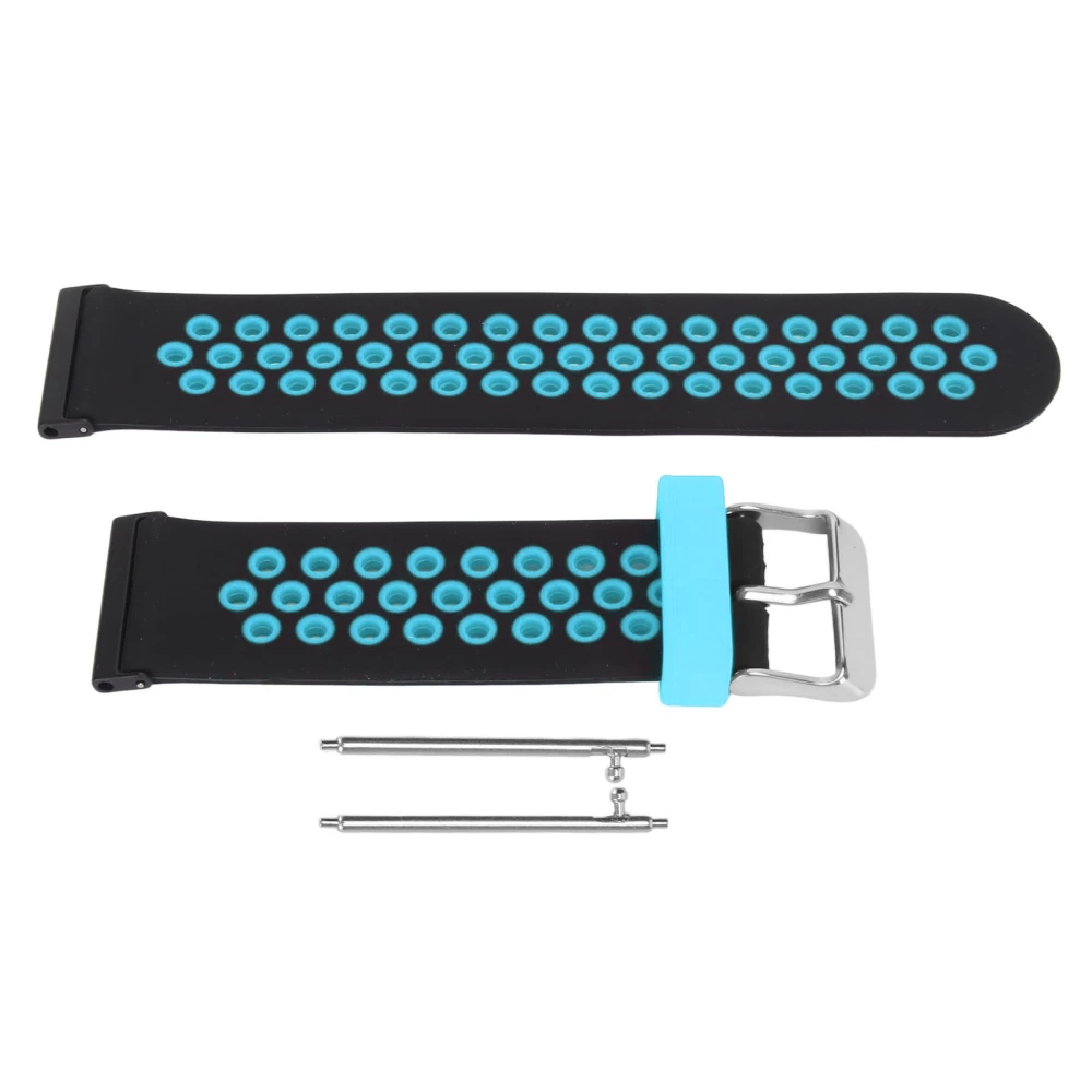 24mm Replacement Watchband Color Contrast Adjust Size Soft Silicone Watch Strap for Spartan Hr Baro Black Blue