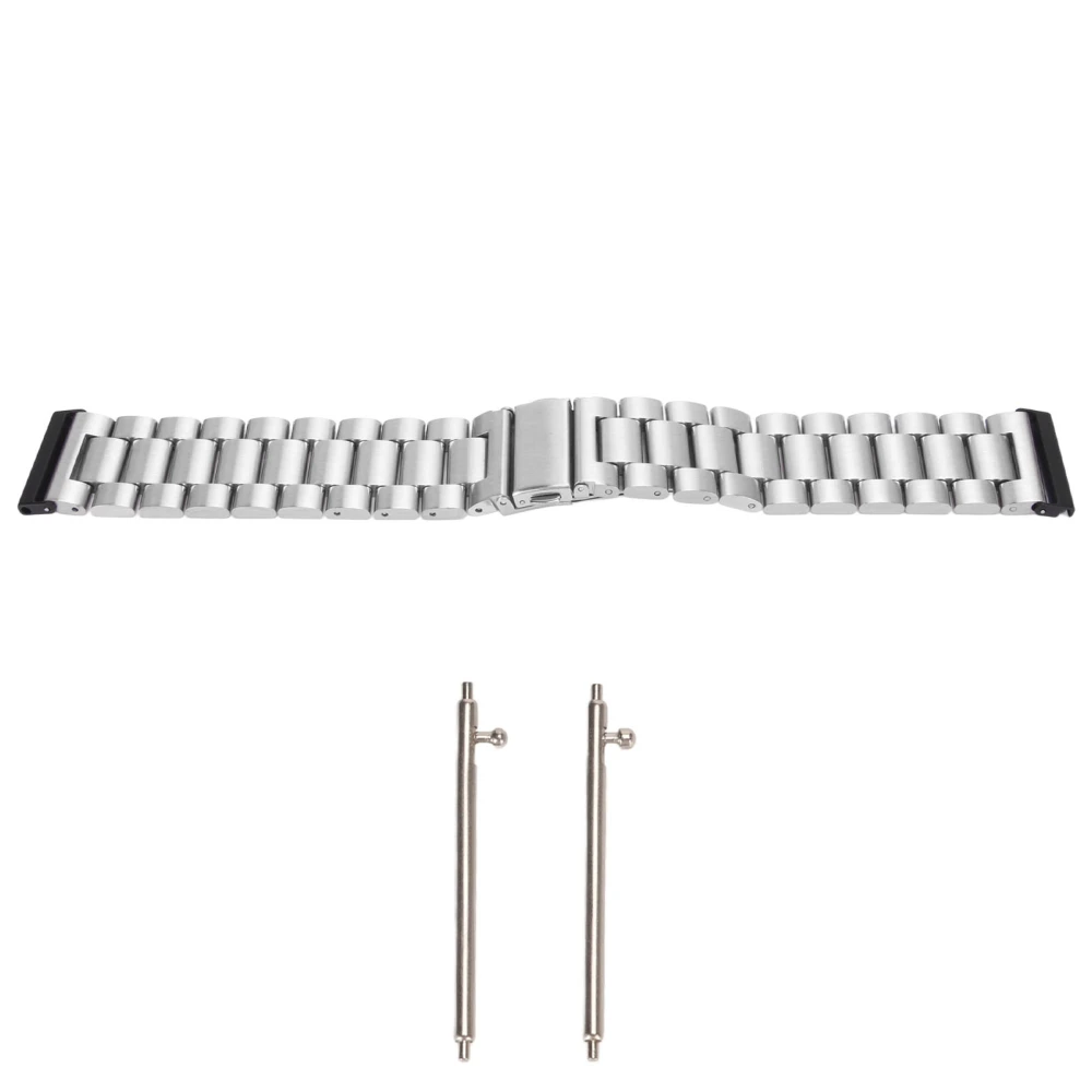 Stainless Steel Watch Band with Adjustable Metal Wristband Double Buckle 24mm Quick Release Replacement Strap for Men Women Silver