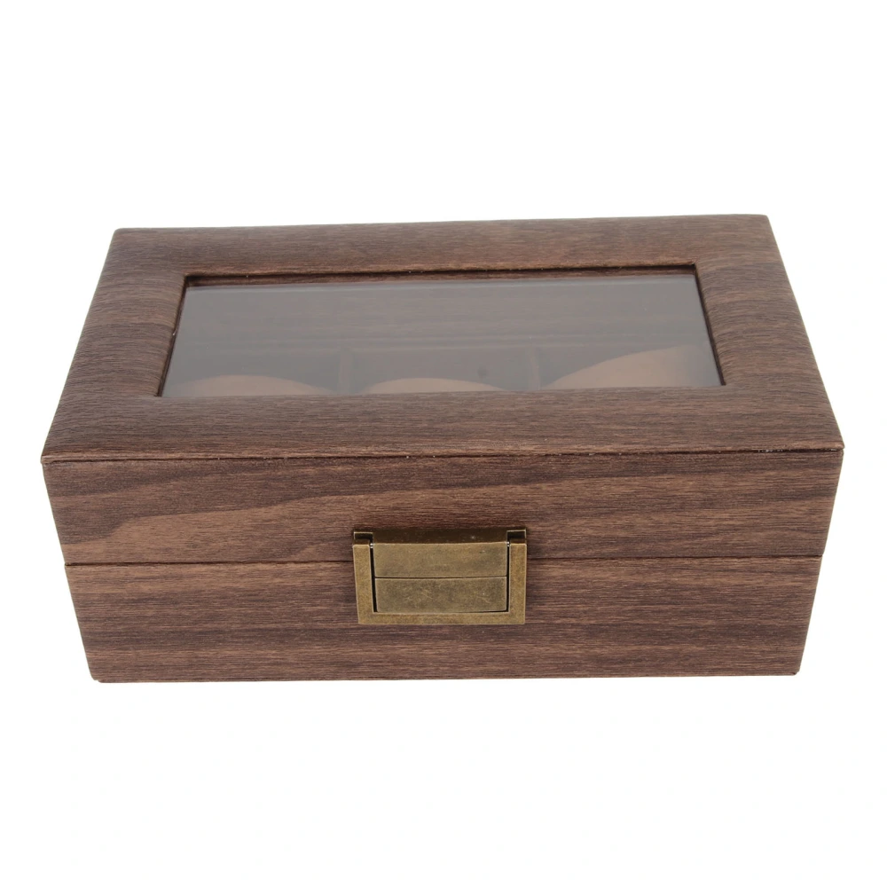 3 Slot Watch Display Case Wood Detachable Pillow Glass Cover Single Layer Watch Box for Jewelry