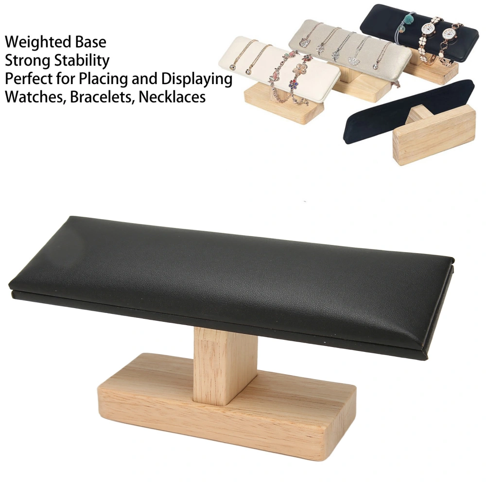 Watch Holder Beveled Plane Single Layer Bracelet Holder T Shape Holder for Desk Office Black Leather