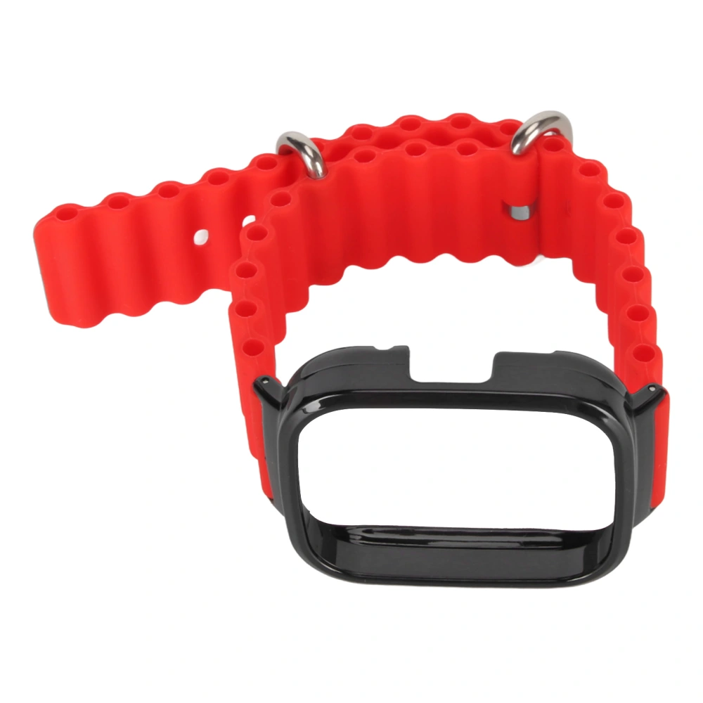 2 in 1 Replacement Watch Strap for Redmi Watch 3 Silicone Adjustable Smart Watch Wristband with Protective Case Red