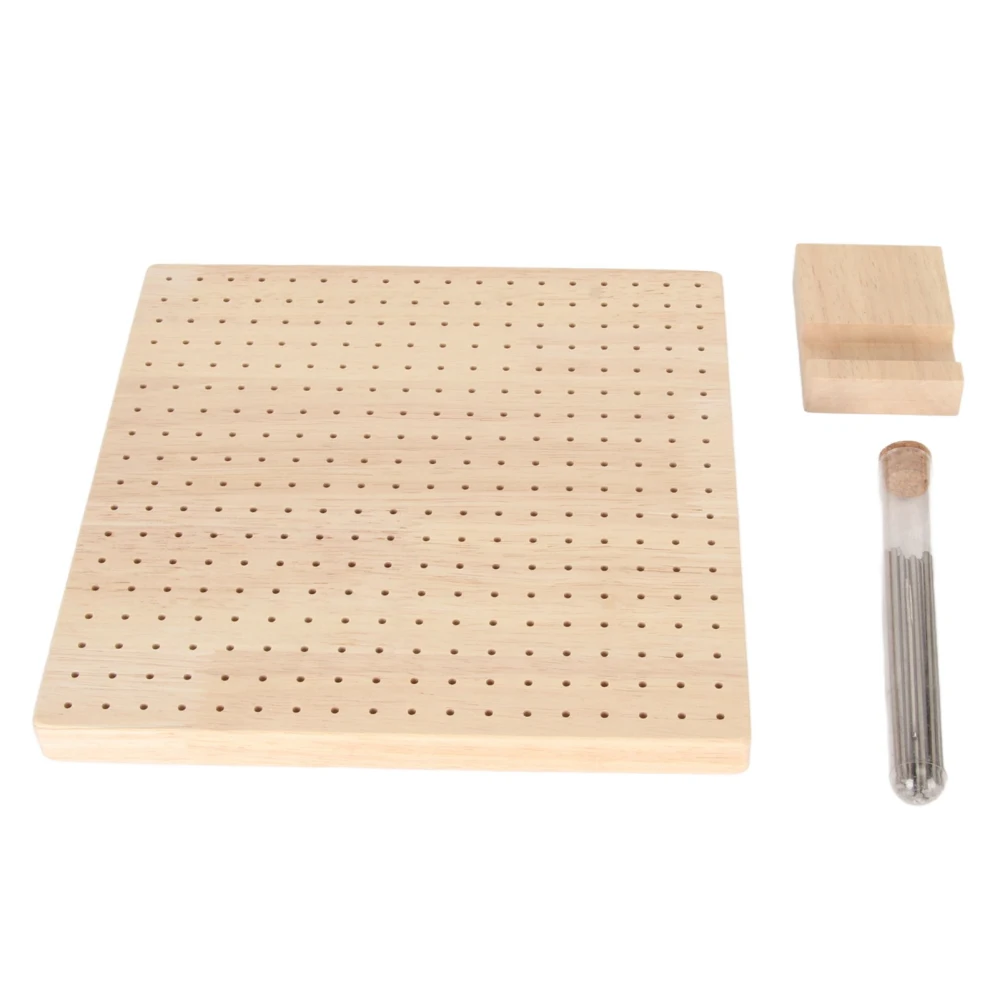 Crochet Blocking Board for Knitting Rubber Wood Crochet Square Blocking Mat with 20 Rod Pins 23.5cm