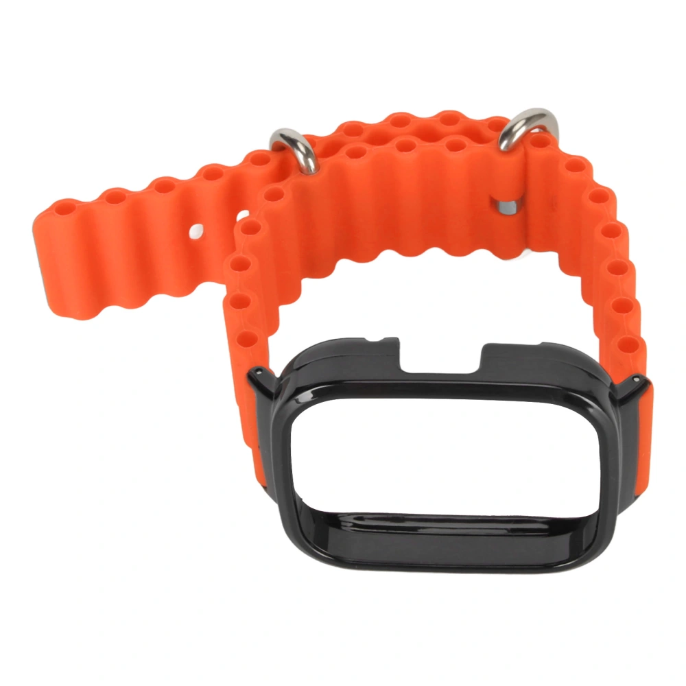 2 in 1 Replacement Watch Strap for Redmi Watch 3 Silicone Adjustable Smart Watch Wristband with Protective Case Orange