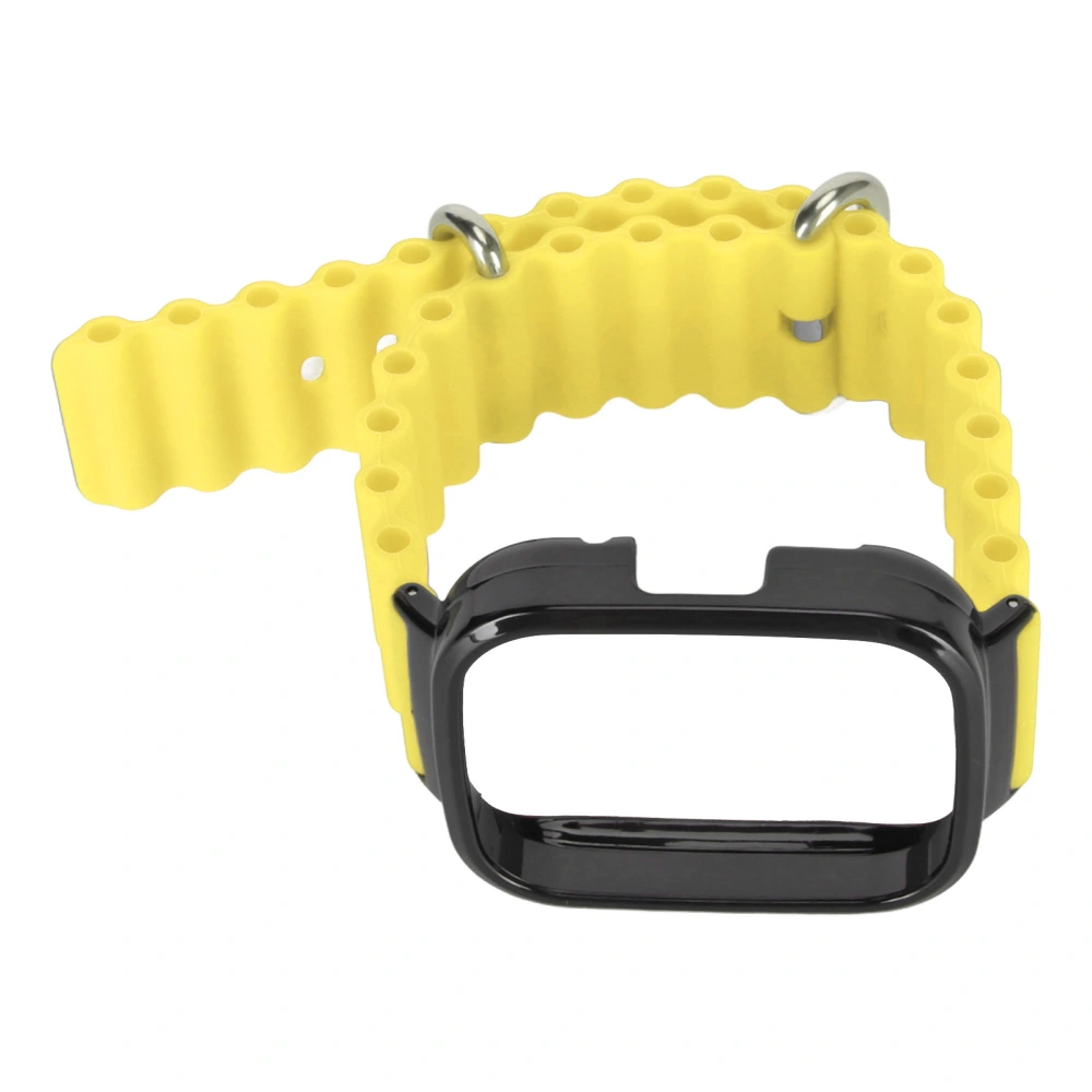 2 in 1 Replacement Watch Strap for Redmi Watch 3 Silicone Adjustable Smart Watch Wristband with Protective Case Yellow