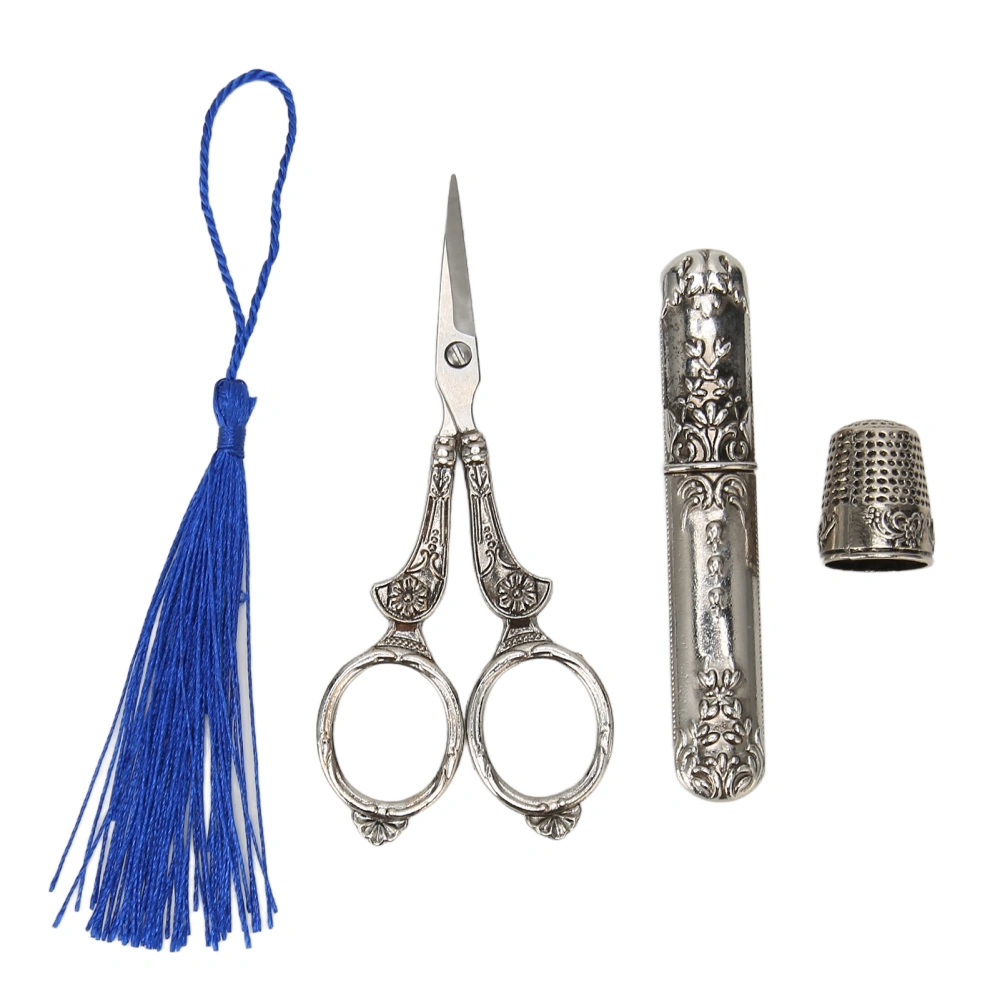 Embroidery Scissors Kit Scissors Thimble Needle Case 3 Piece DIY European Antique Vintage Sewing Kit for Sewing Craft