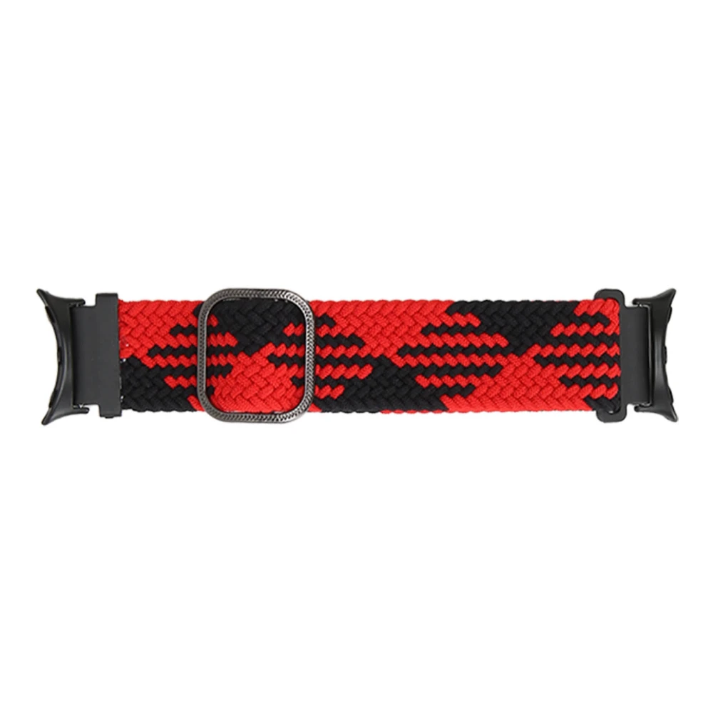 Braided Weaving Watch Strap Multicolor Adjust Size Replacement Watchband for Pixel Watch Red Black