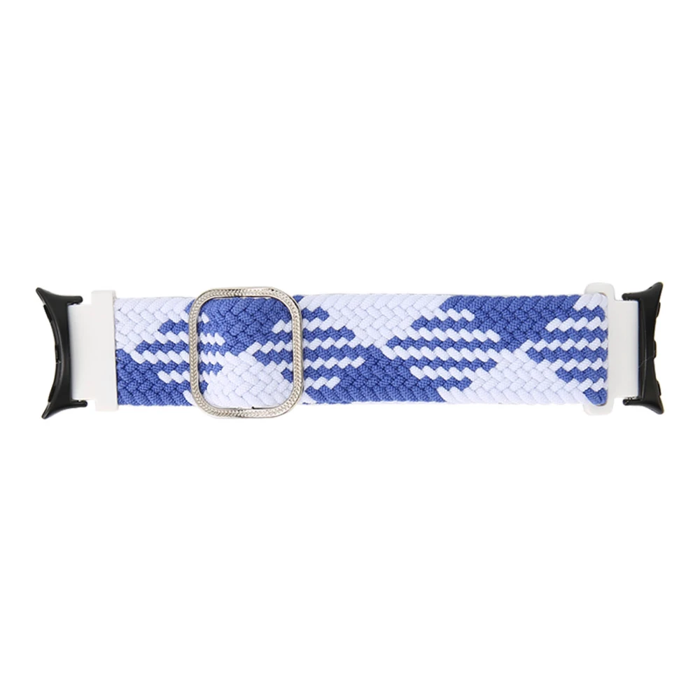 Braided Weaving Watch Strap Multicolor Adjust Size Replacement Watchband for Pixel Watch Blue White