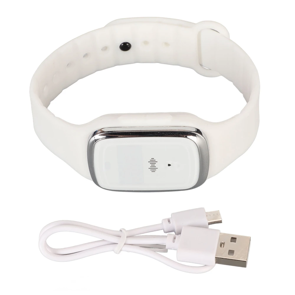 Ultrasonic Repellent Bracelet Watch USB Rechargeable 3 Modes LED Clock Function Repeller Wristband White