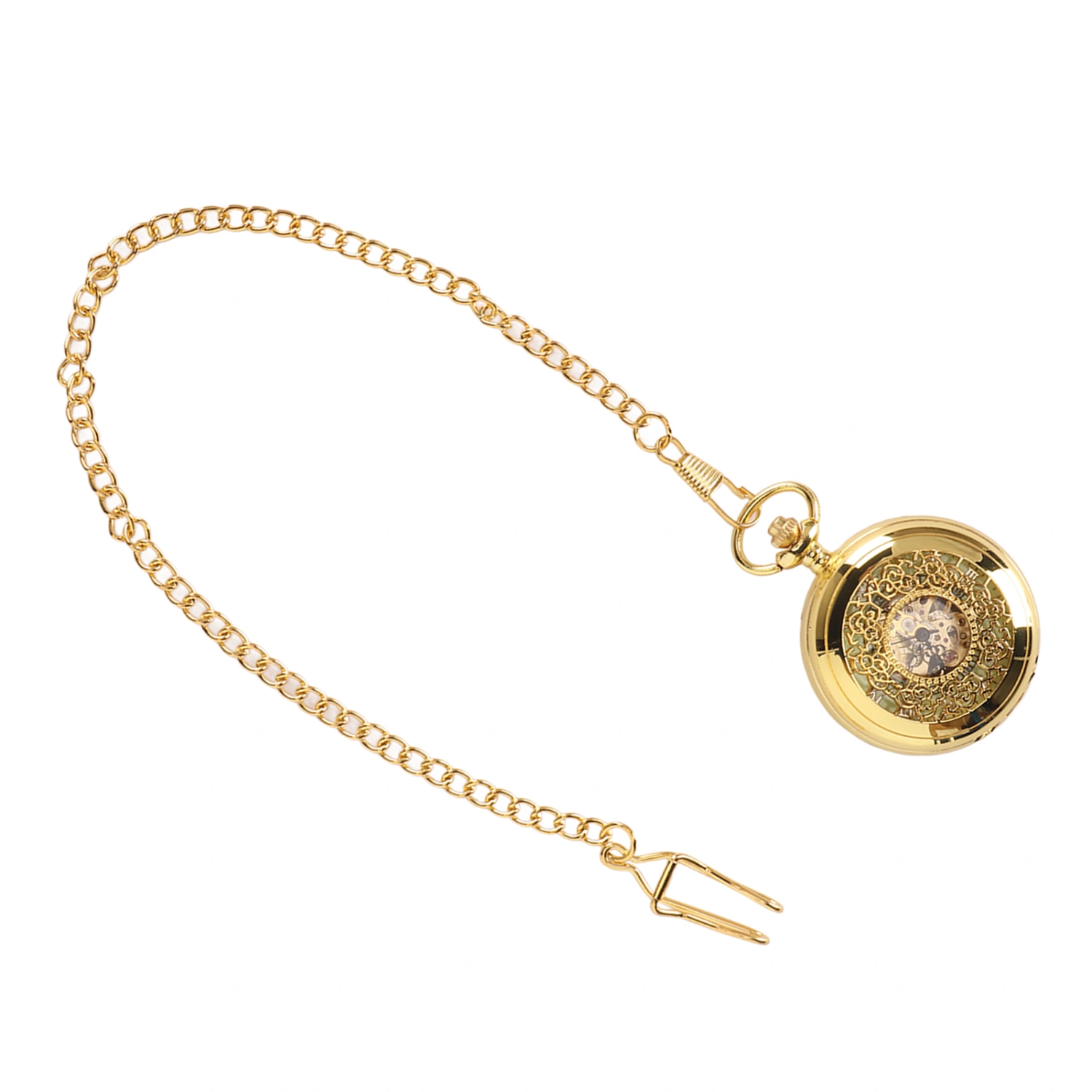 Mechanical Pocket Watch Hand Luminous Pocketwatch Vintage Skeleton Steampunck Pocket Watch with Chain