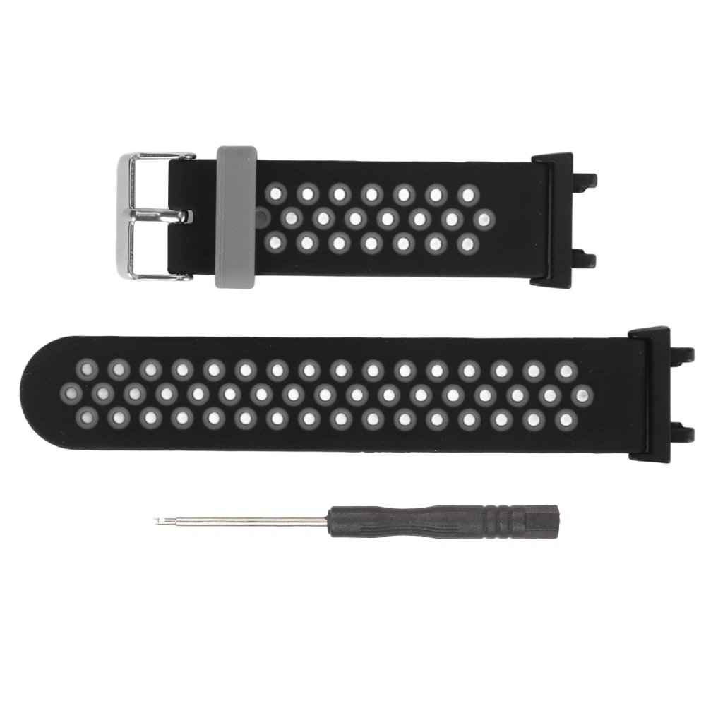 Silicone Band Waterproof Breathable Smart Watch Strap Replacement Accessory Fit for Amazfit T Rex 2 Black and Grey