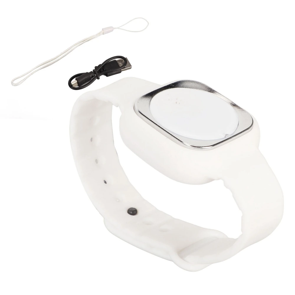 Ultrasonic Repellent Bracelet Watch with Clock Function USB Rechargeable Waterproof Repeller Wristband White