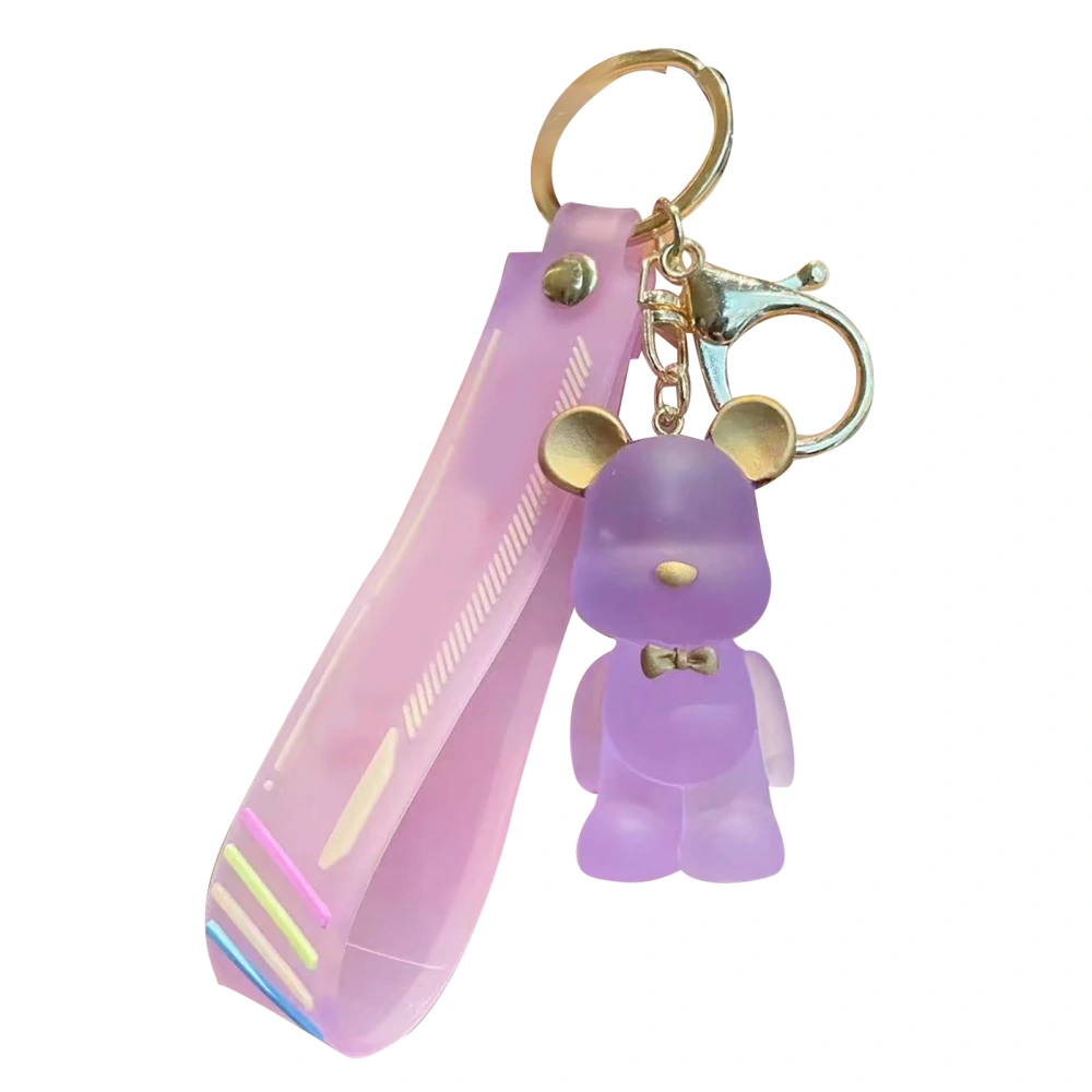 Cute Bear Keychain Backpack Bag Pendant Car Keyring for Handbag Decoration Kids Birthday Gift Purple