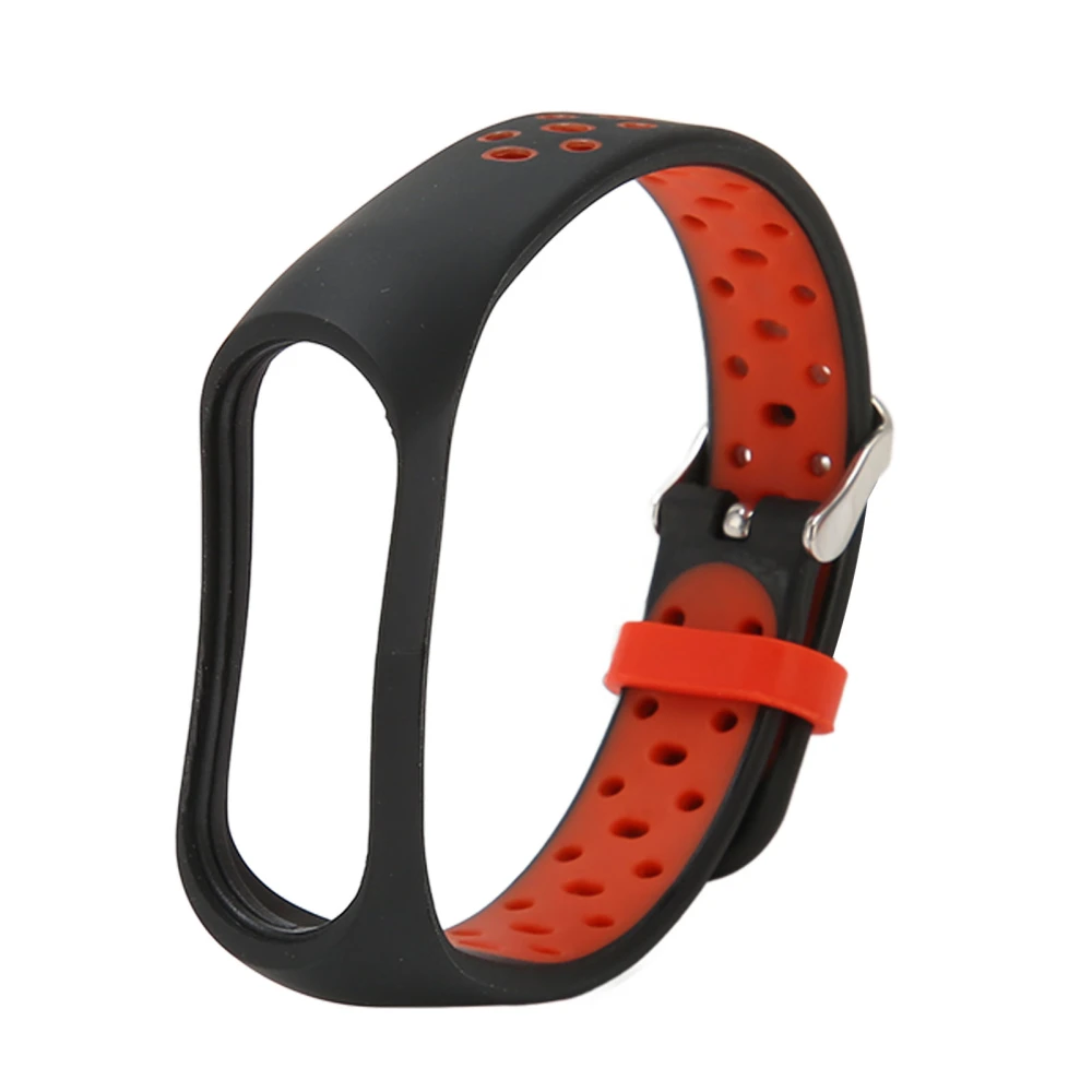 Replacement Wristband Full Protection Adjust Size Soft Silicone Smart Bracelet Strap for Mi Band 7 Black Red