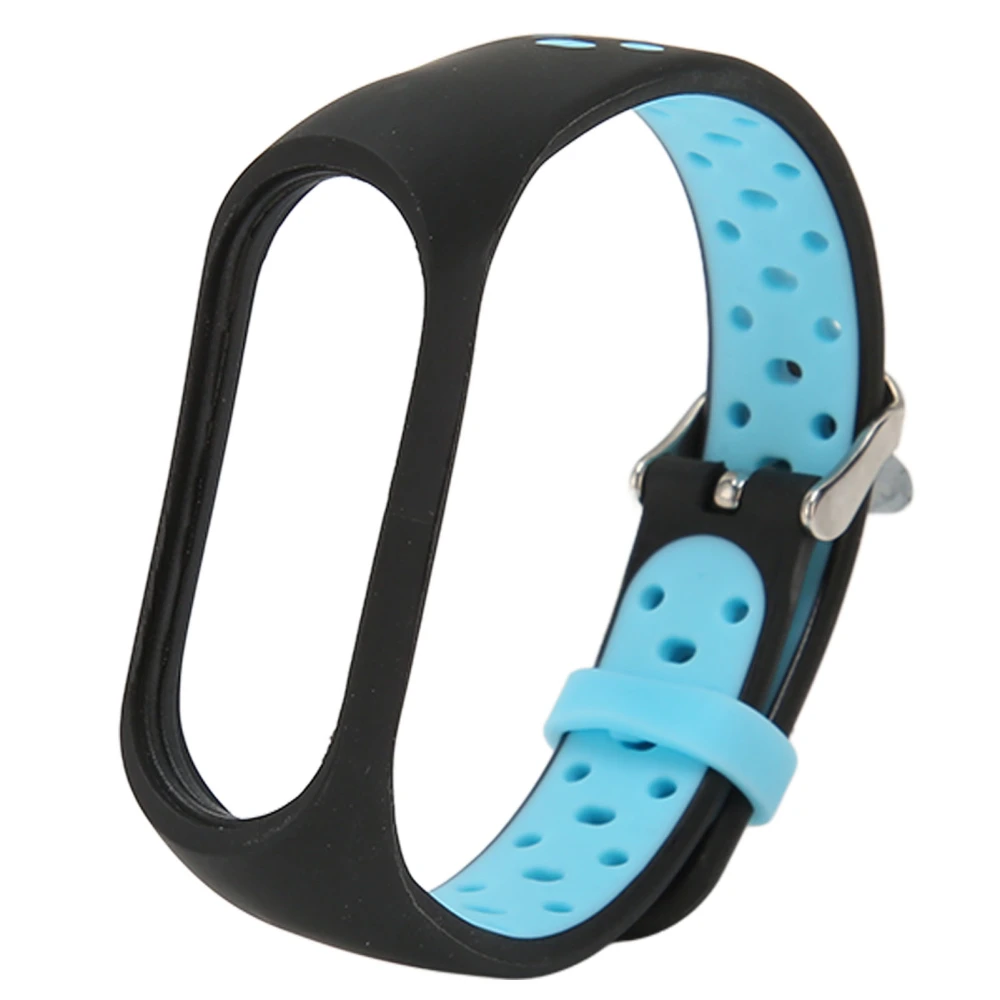 Replacement Wristband Full Protection Adjust Size Soft Silicone Smart Bracelet Strap for Mi Band 7 Black Blue