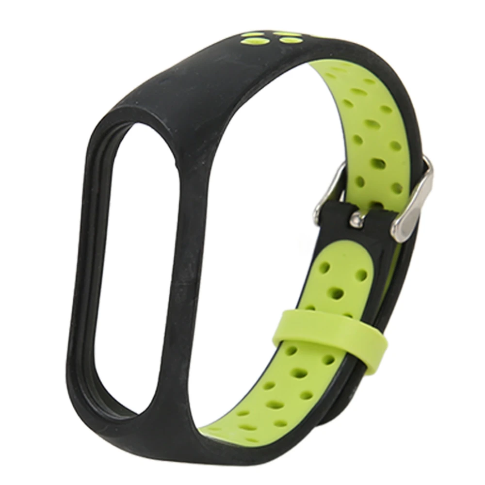 Replacement Wristband Full Protection Adjust Size Soft Silicone Smart Bracelet Strap for Mi Band 7 Black Green